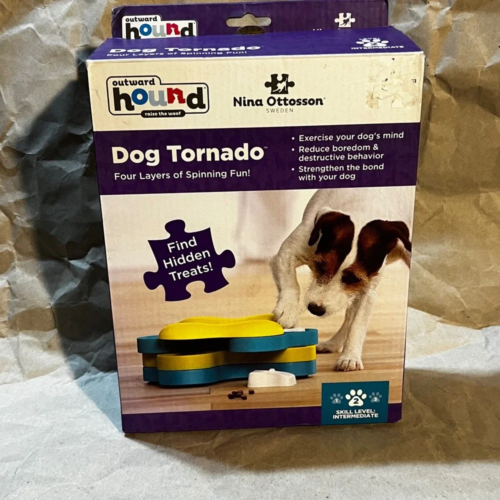 Outward Hound Nina Ottosson Dog Tornado Puzzle Toy Yellow Teal Intermediate Lvl